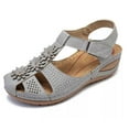 thumbnail image 5 of KBODIU Sandals Women Athletic Comfortable Outdoor Sandals with Arch Support Walking Sandals for Women Hollow Flowers Round Toe Sandals Soft Sole for Spot/Beach/Travel/Home Gray 43, 5 of 6
