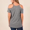 thumbnail image 3 of Tops de color puro, camiseta con hombros descubiertos, blusa holgada informal, tops de manga corta de calidad superior, 3 of 5