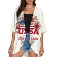 thumbnail image 4 of JULMCOMO 4th of July Lightweight Cardigans for Women Stars Stripes Half Sleeve Patriotic Kimono Cover Ups Summer Tops Vermilion XL, 4 of 6