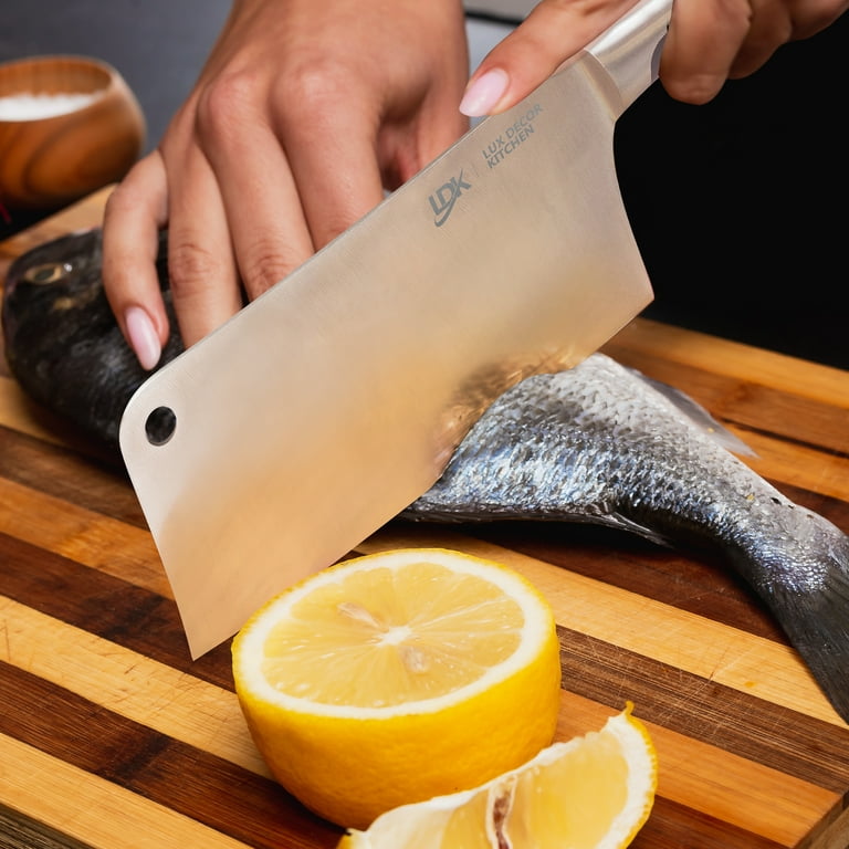 The Cooking Guild x MenWithThePot Professional Cleaver Knife - 7.4 Butcher  Knife Made of German Stainless Steel - Rust-Resistant Chopping Knife Heavy