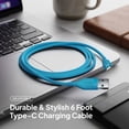 thumbnail image 2 of Powertek Neon Blue Silicone USB-A to USB-C Cable, 6ft Fast Charge & Sync Cord, Durable Tangle-Free Design for USB-C Devices, 2 of 6