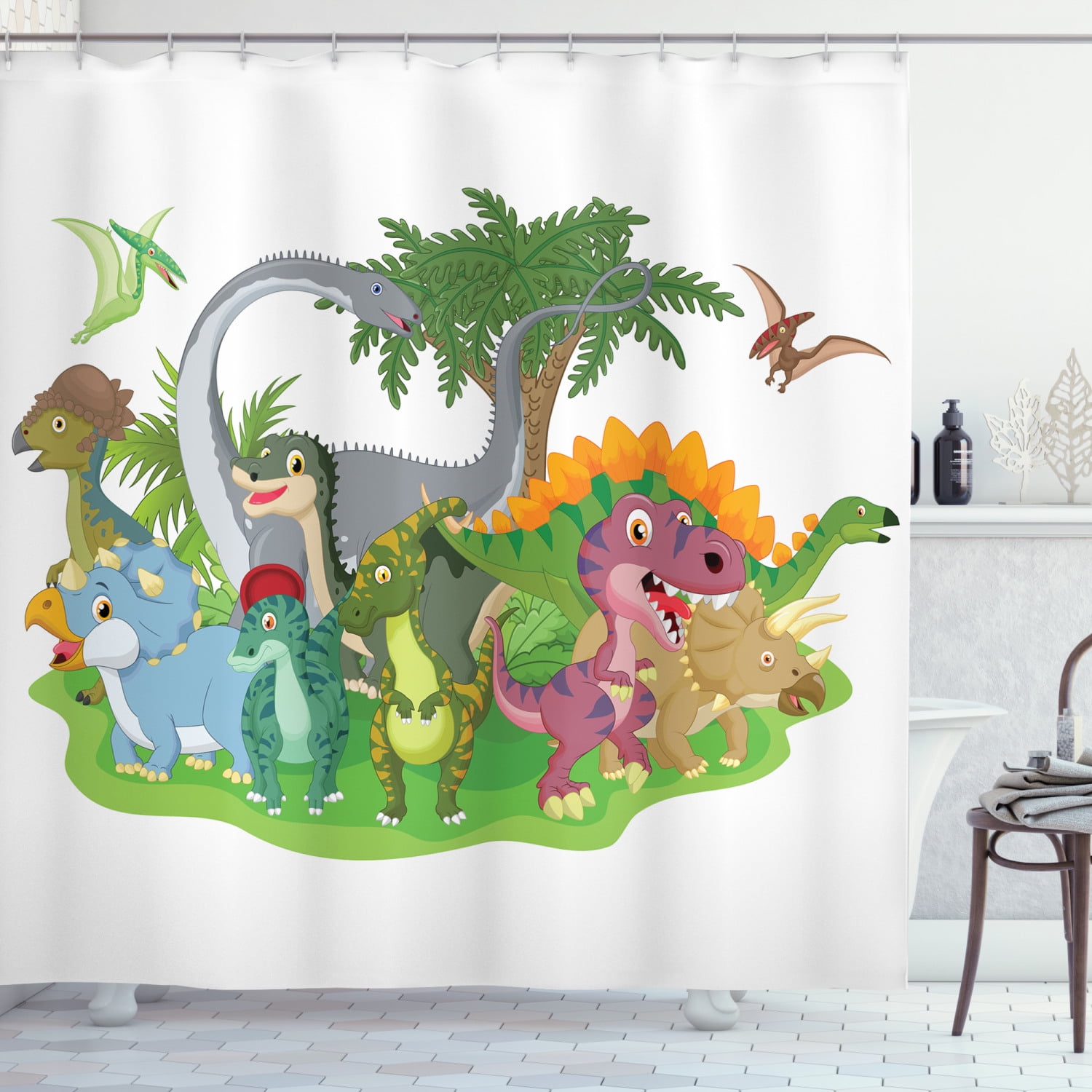 Details about   Cartoon Shower Curtain Happy Children Safari Print for Bathroom 