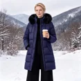 thumbnail image 5 of Womens Long Winter Coats - Cozy Long Puffer Coats for Women Wind & Water Resistant Hooded Quilted Jackets for Women, Navy L, 5 of 8