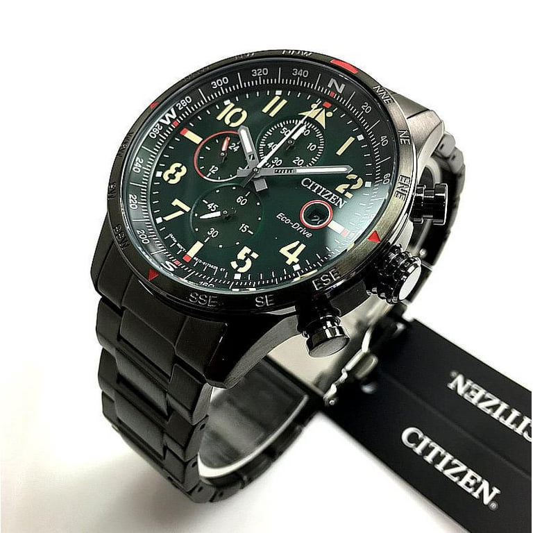 Aviator All Black Watch Citizen CA0797-84X Style Chronograph Men\'s Pilot