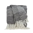 thumbnail image 1 of Parkland Collection THRE21031 Puka Grey & White Rectangle Transitional Handloomed Cotton Throw - 52 x 67 x 0.5 in., 1 of 1
