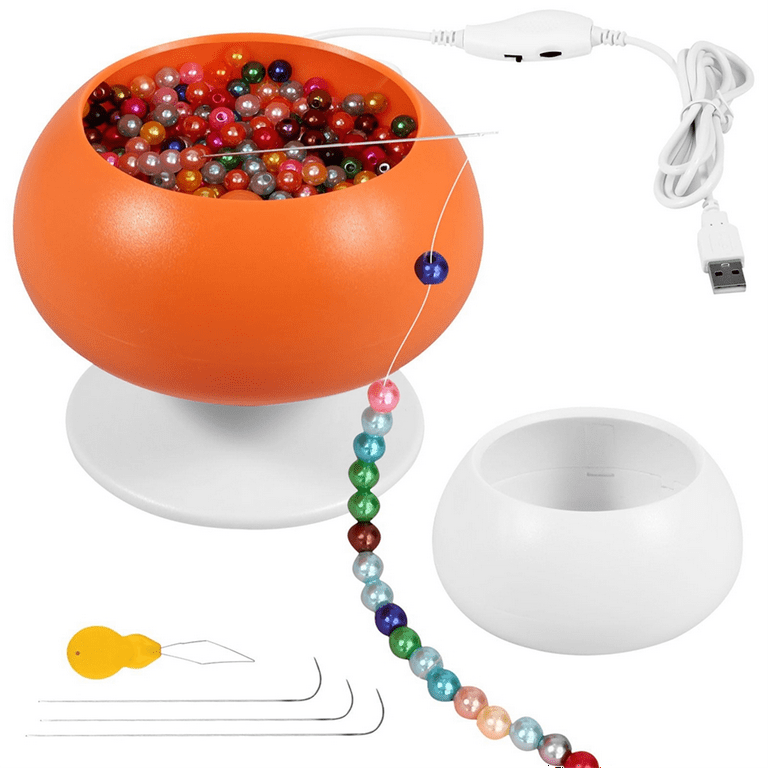 Electric Bead Spinner Reversible Switch Orange White DIY Crafts