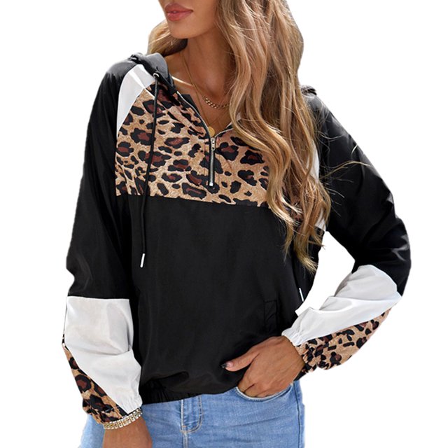 Sudadera con capucha para mujer, sudadera con capucha con estampado de leopardo, sudadera con capucha para mujer, camisa de manga larga, sudadera con cremallera para mujer, valor excepcional