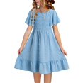 thumbnail image 1 of Vestido de verano bilbiano para niñas adolescentes con flor de chifón, talla 6 a 7 años, 1 of 7