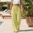 thumbnail image 4 of Women's Plus Size Linen Pants, Drawstring Waist, Loose Casual Joggers, Breathable Summer Wide Leg, 4 of 9