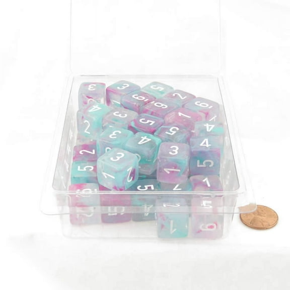 Wisteria Nebula Luminary Dice with White Numbers 16mm (5/8in) D6 Set of 50 Wondertrail