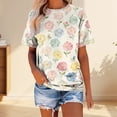 thumbnail image 1 of MEICHEN Women's Casual Printed Round Neck Top Short Sleeved T Shirt Summer Fashion Clothing for Women, 1 of 3