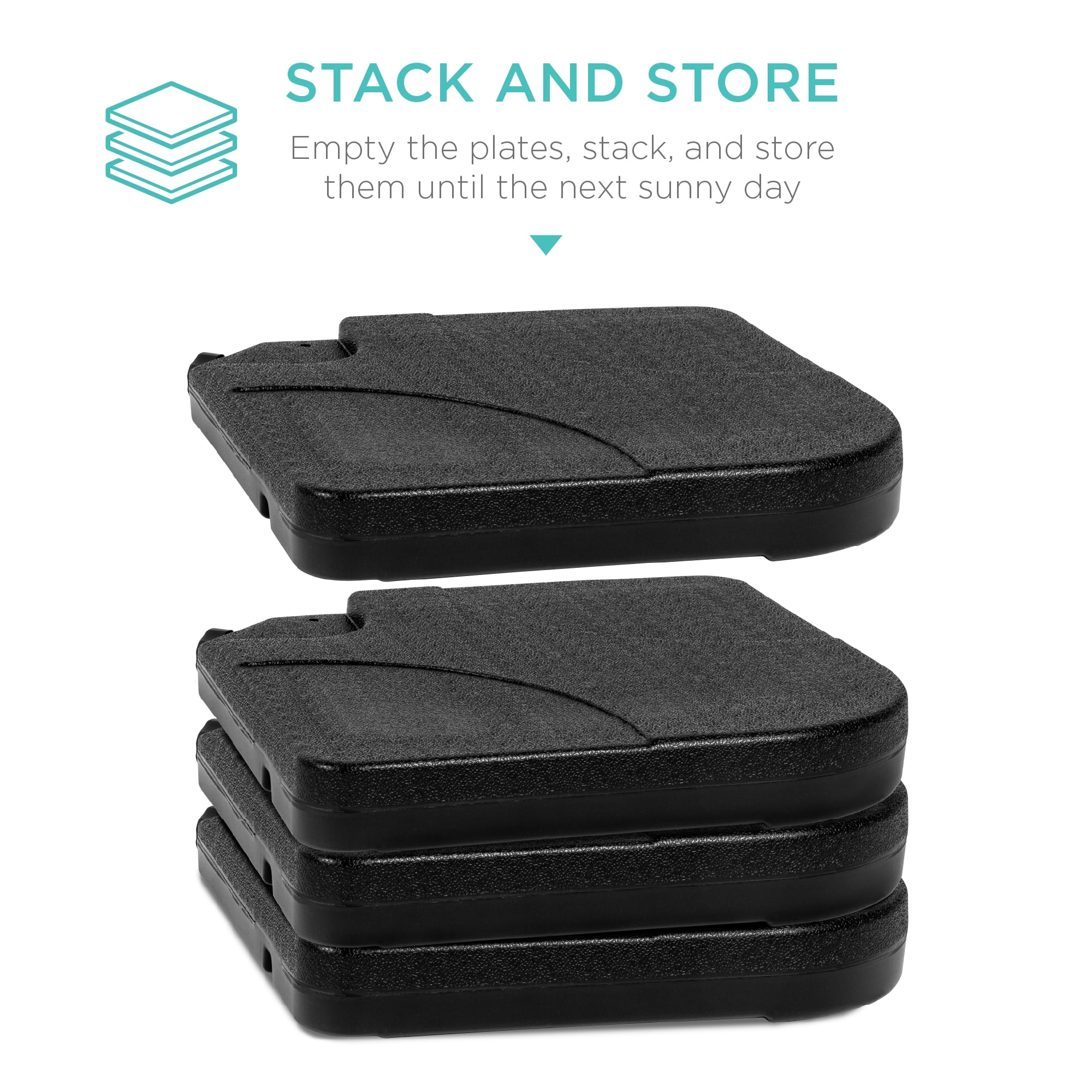 Best Choice Products 4-Piece Cantilever Offset Patio Umbrella Stand Square Base Plate Set w/ Easy-Fill Spouts - Black