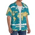 thumbnail image 2 of Kdxio Men'S Hawaiian Shirt For Men Short Sleeve Shirt World Map With Landmarks Summer Casual Holiday Beach Button Down T-Shirts, 2 of 5