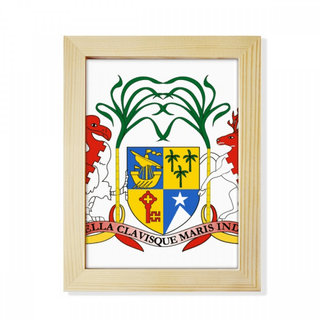 Mauricio África emblema nacional Escritorio de madera Arte Pintura 6x8 pulgadas marco de foto foto