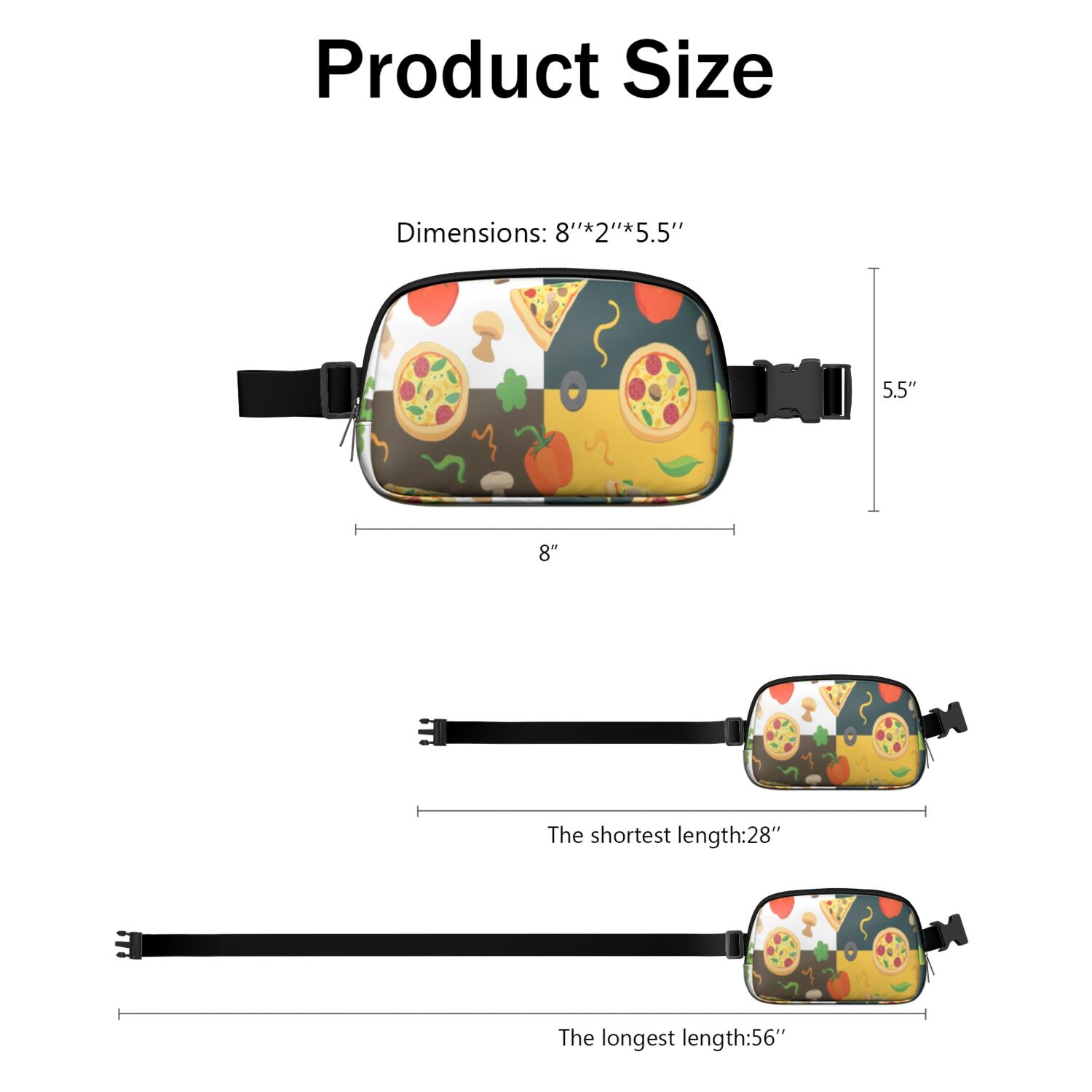 Waist Bag for Sports Enthusiasts Commuters Waist Bag & Hip Bum Bag with Adjustable Strap for Outdoors Workout Traveling Pizza Sporty Waist Pack