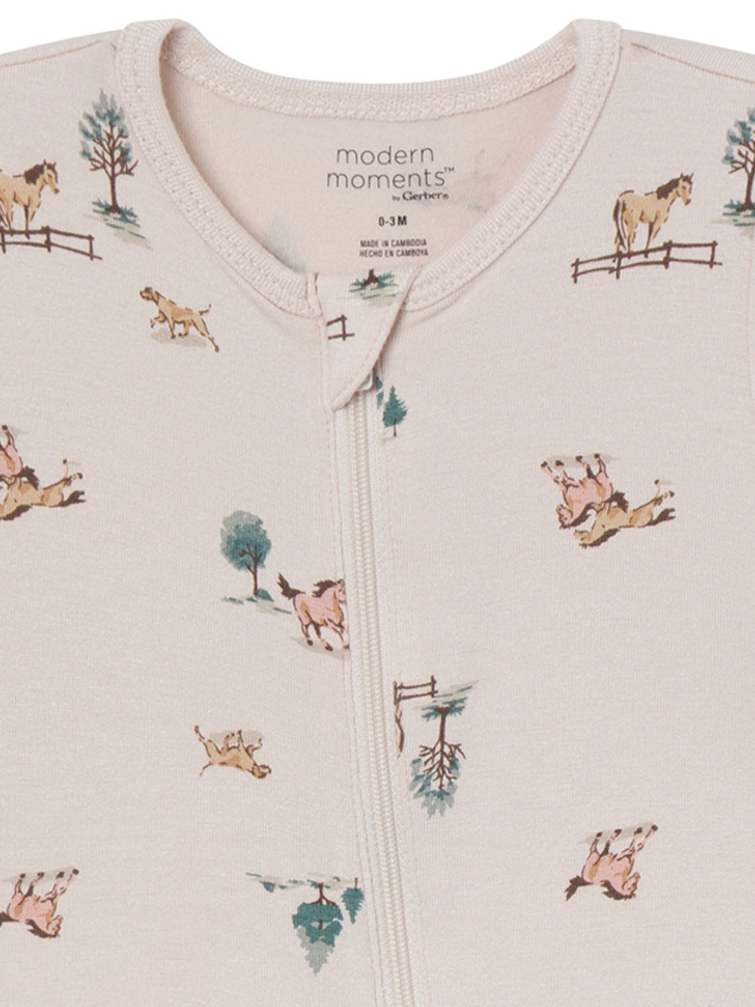 Modern Moments by Gerber Neutral Two-Way Zip Viscose Sleep ´N Play Footed Pajama, 2-Pack, Sizes Newborn - 24 Months