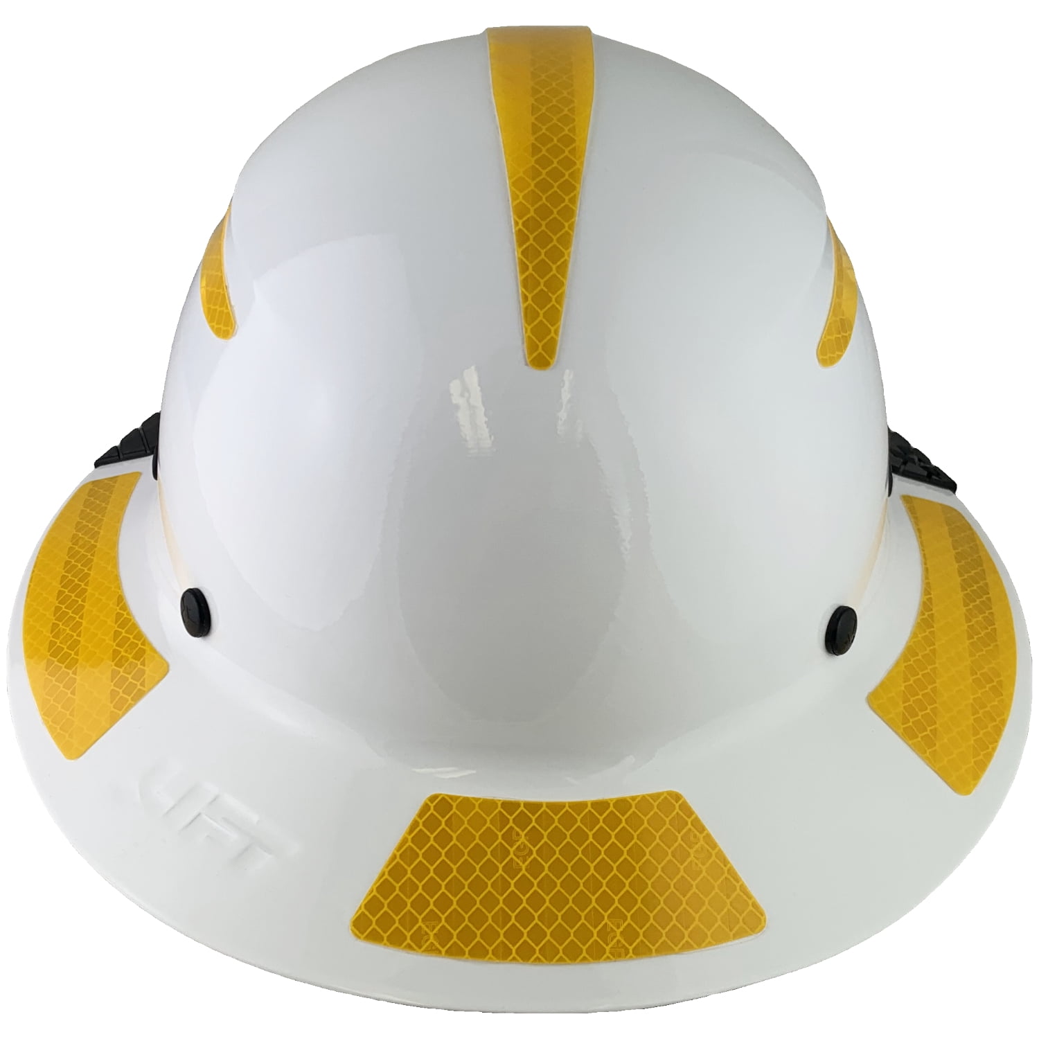 Lift Safety Helmet - Actual Carbon Fiber Full Brim Hard Hat - White with Yellow Reflective Decals with Hard Hat Tote Bag