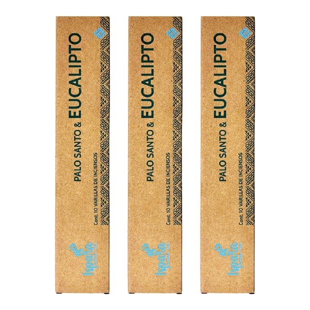 Incienso Aromático Artesanal Palo Santo y Eucalipto Relajación 100% Vegano para Hogar, Oficina y Meditación 3 PACK