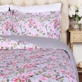 thumbnail image 3 of 300 Thread Count 100% Cotton Floral Duvet Cover & Pillow Shams Set, King/California King, Silver - Blue Nile Mills, 3 of 6