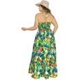 thumbnail image 3 of LA LEELA Women's A-Line Maxi Smocked Top Frill Dress Long Sleeveless Casual Tube Dresses for Women S-M Navy, Floral, 3 of 5