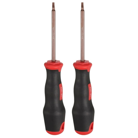 Uxcell 2pcs 3mm Triangle Screwdriver 7.09" Magnetic Screwdrivers 4.02" Heat-Treated S2 Alloy Steel with Ergonomic Handle for DIY Repairing, Red Brown