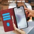 thumbnail image 3 of Designed for iPhone 16 Plus Case Wallet, Elegant Women Flip Folio Cover with Flower Embossed PU Leather Stand Credit Card Holders Slots Wrist Strap Phone Case for iPhone 16 Plus, Red, 3 of 7