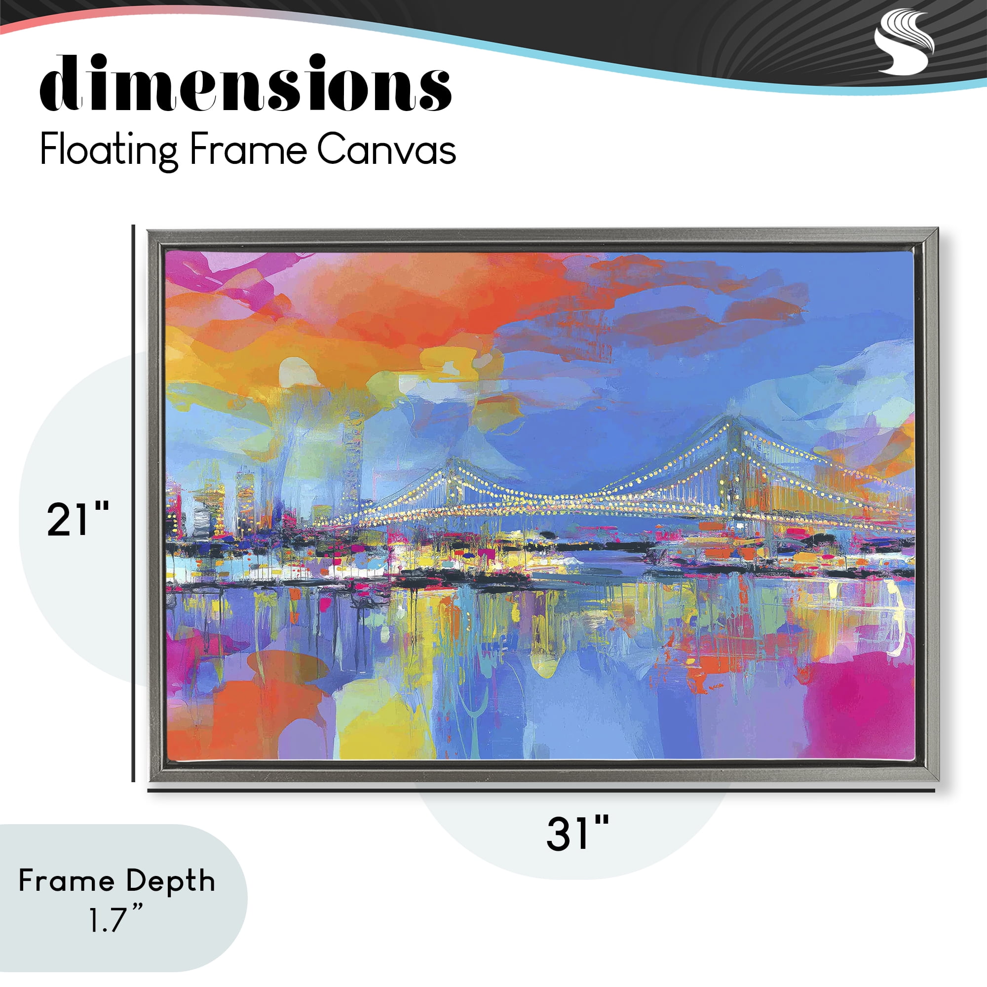 Stupell Industries Bay Bridge Aglow at Sunrise Gray Framed Floater Canvas Wall Art, design by Chromatic Storm Studio