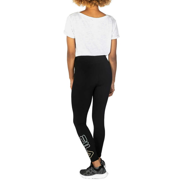 Fila Women's Logo High Waist Cotton Ankle Leggings Black XX-Large