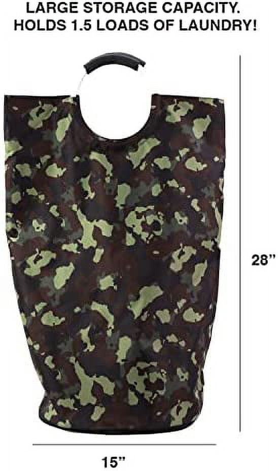 ORGANIZE MY HOME EXTRA LARGE COLLAPSEABLE LAUNDRY HAMPER DURABLE FABRIC PERFECT FOR DORM ROOMS, BEDROOMS, BATHROOMS, COLLEGE, OR KID'S ROOMS (CAMO)