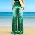 thumbnail image 5 of TaTaai Women's Casual Printed Trousers Stretch Satin Fabric Solid Color Pants with Pattern Elastic Waist Lightweight Comfy Spring Summer Daily Beach Wear Gift, 5 of 5