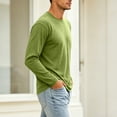 thumbnail image 5 of Yongwang Men Long Sleeve Lounge Shirt Crew Neck Shirt Casual Soft Basic Athletic Fit Tees for Home Gym, 5 of 9
