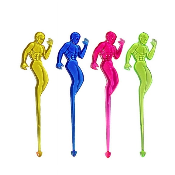 10Pcs Muscle Man Plastic Night-club Cocktail Swizzle Stick Drink Stirrer Cof-WA