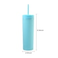 thumbnail image 4 of Billuyoard Botella de agua de 16OZ, vaso de paja esmerilado de plástico de 2 capas, bebida portátil, taza de té de la leche, soporte para café y jugo Mostrada Azur NO8 Billuyoard HA007950-10B, 4 of 6