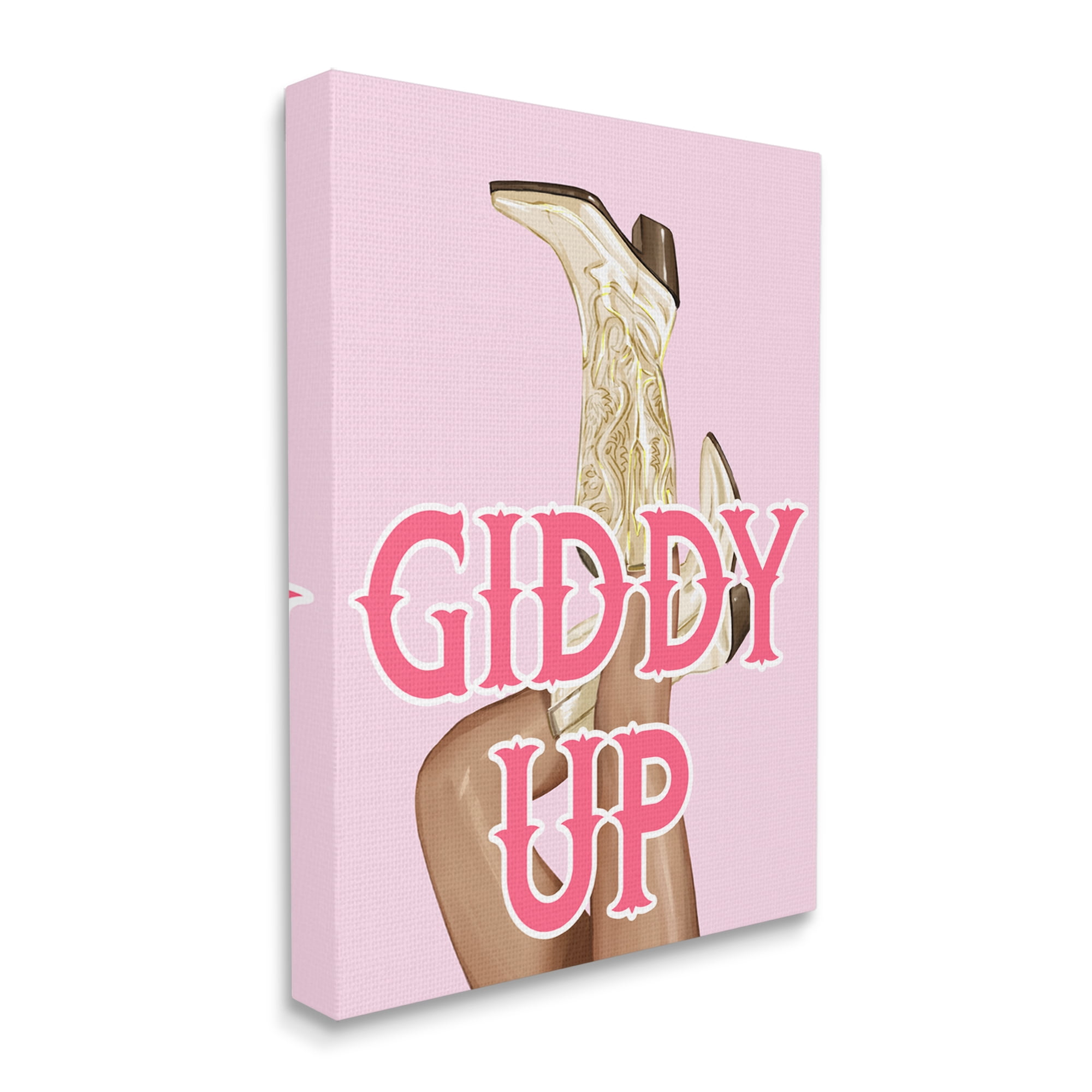 Stupell Industries Giddy Up Cowgirl Phrase Typography Painting Gallery Wrapped Canvas Art Print Wall Art, 24 x 30