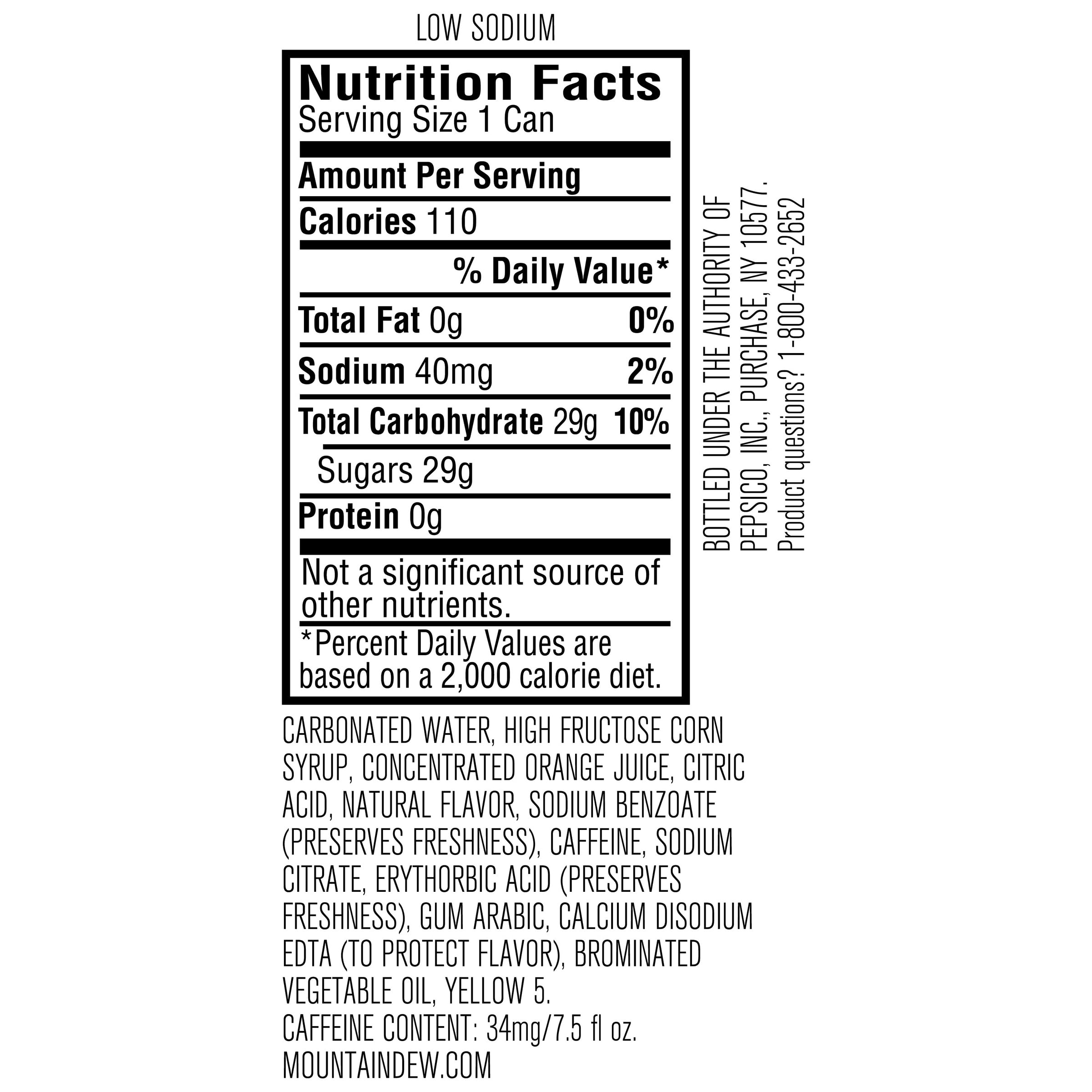 mountain dew nutrition facts mountain dew nutrition facts
