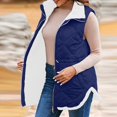 thumbnail image 6 of Womens Quilted Long Puffer Vest Jacket Sleeveless Winter Down Coats Waistcoat Women's Long Vest Plain Sleeveless Winter Vest Outwear Jacket Lightweight Warm Coat Outerwear A#050_Blue M, 6 of 8