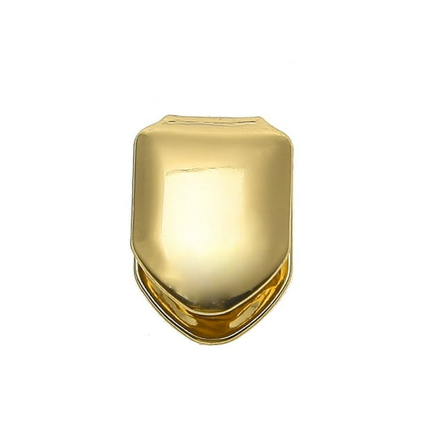 The Bling Factory 14k Yellow Gold Plated Plain Single Tooth Cap Grill