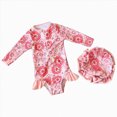 thumbnail image 1 of Curenmufel Baby Girl Swimsuit Rashguard Baby Girls Long Sleeve One Piece Rash Guard Swimsuit with Zipper UPF 50+ Sun Protection 3T 4T (Pink,3-4 Years), 1 of 9