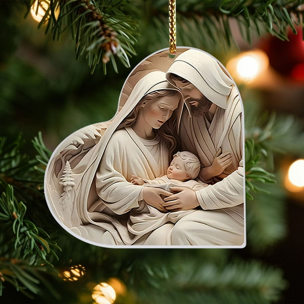 Christmas Ornaments - Acrylic Christmas Pendant Round Religious Hanging Ornaments For Christmas Tree Christmas Decorations For Home Holiday Decor Festive Orname