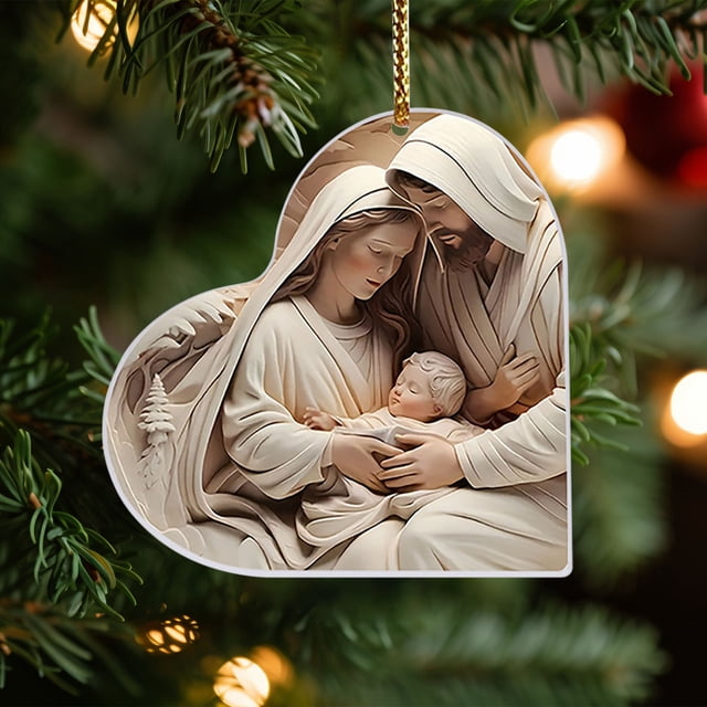 Adornos Navideños Redondos de Acrílico | Adornos Religiosos para Árbol de Navidad | Adornos Colgantes Ligeros y Duraderos para El Hogar.
