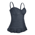 thumbnail image 3 of Hilor Womens 50's Retro Ruched Tankini Tops Ruffle Hem Swimsuit Tops, 3 of 6