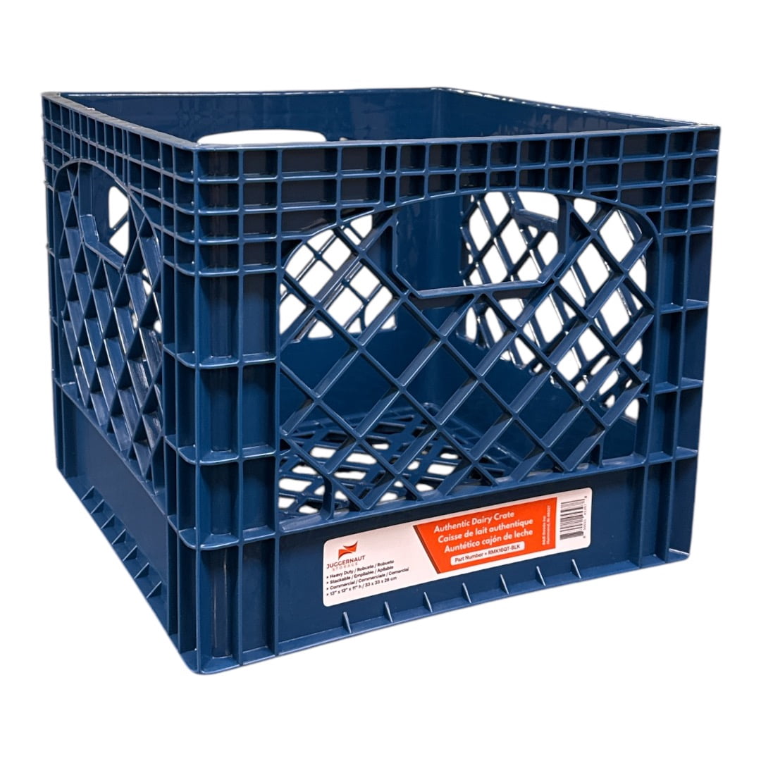 Juggernaut Storage Heavy-Duty Plastic Milk Crate Bundle Blue
