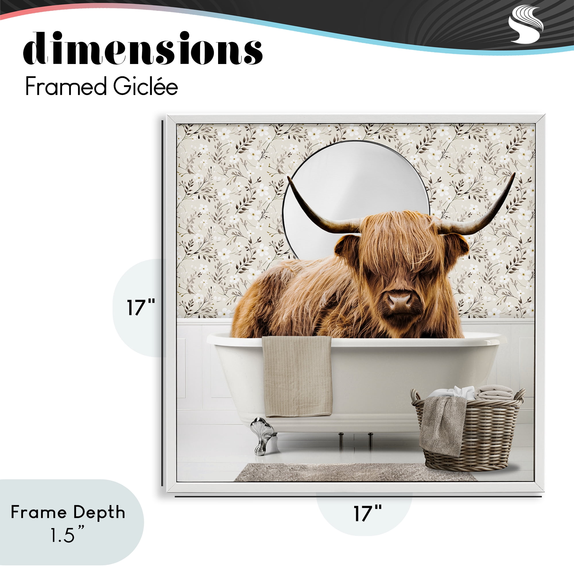 Stupell Industries Cottage Cattle Bath Time White Framed Giclee Art, design by CAD Designs