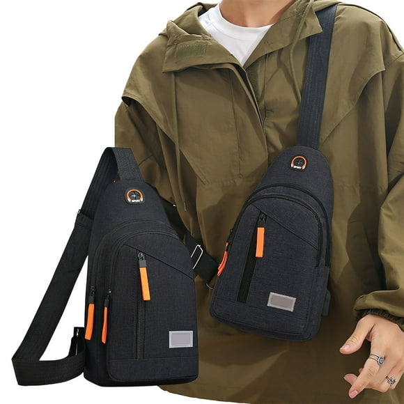 Bandolera impermeable para hombre, mochila de hombro multifuncional ligera con compartimento espacioso, tela resistente para deportes al aire libre y ocio, negra, azul y gris