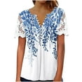 thumbnail image 1 of Camisetas con estampado floral con cuello en V para mujer Blusas femeninas cómodas de encaje con estilo Tops OAVQHLG3B Store lin121212, 1 of 5