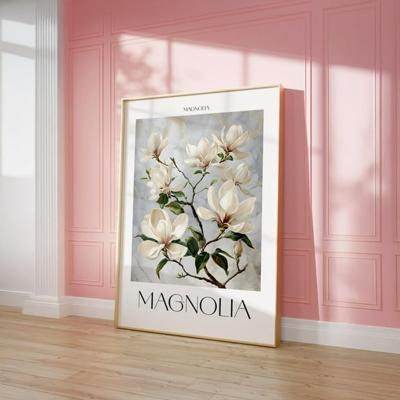 Magnolia Print, White Floral Wall Art, Elegant Botanical Poster, Minimalist Nature Decor Wall Art, Modern Wall Decor, 8x12 UNFRAMED