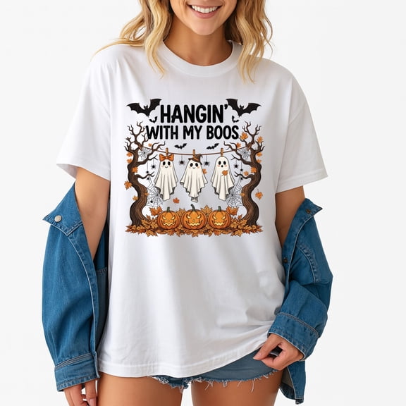 Hangin’ With My Boos Halloween Ghost – T-Shirt, Hoodie & Sweatshirt – Halloween Party Wear – Fun Family & Friends