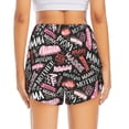 thumbnail image 3 of Picia Various Languages Mother Pattern Women's 2 in 1 Athletic Running Shorts High Waisted Workout Casual Gym Sweat Shorts with Comfy Liner Zipper Pockets-Small, 3 of 9