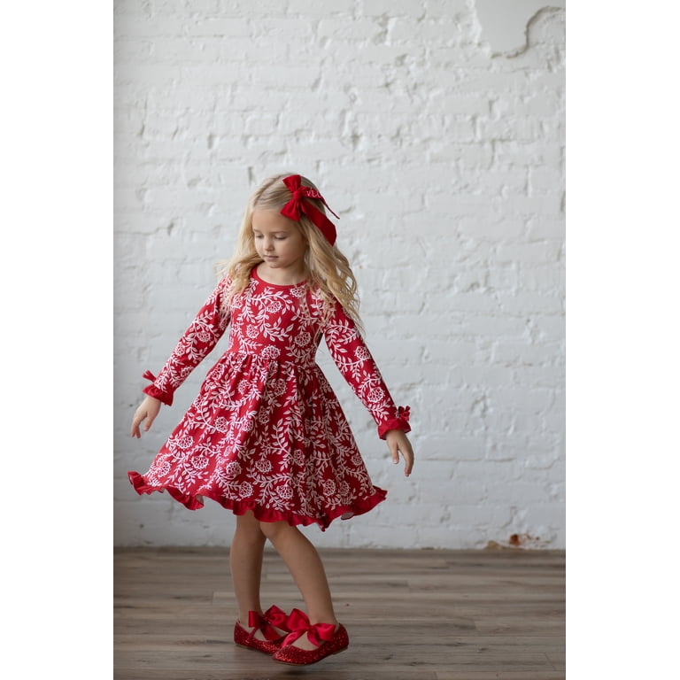 dress lily christmas Millie Loves Girls Red Floral Print Big Girls, Size 5 Heirloom Dress for Girls