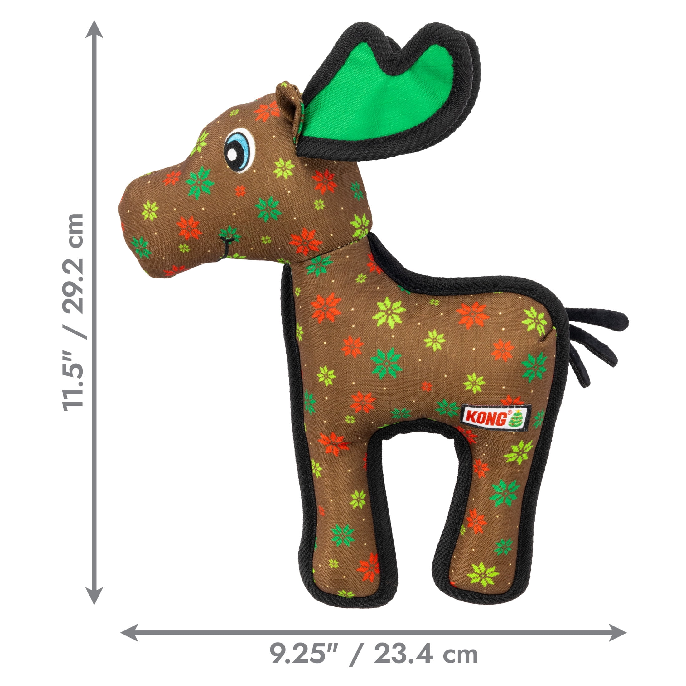 KONG® Holiday Ballistic® Moose Squeaker Dog Toy, Brown, Medium